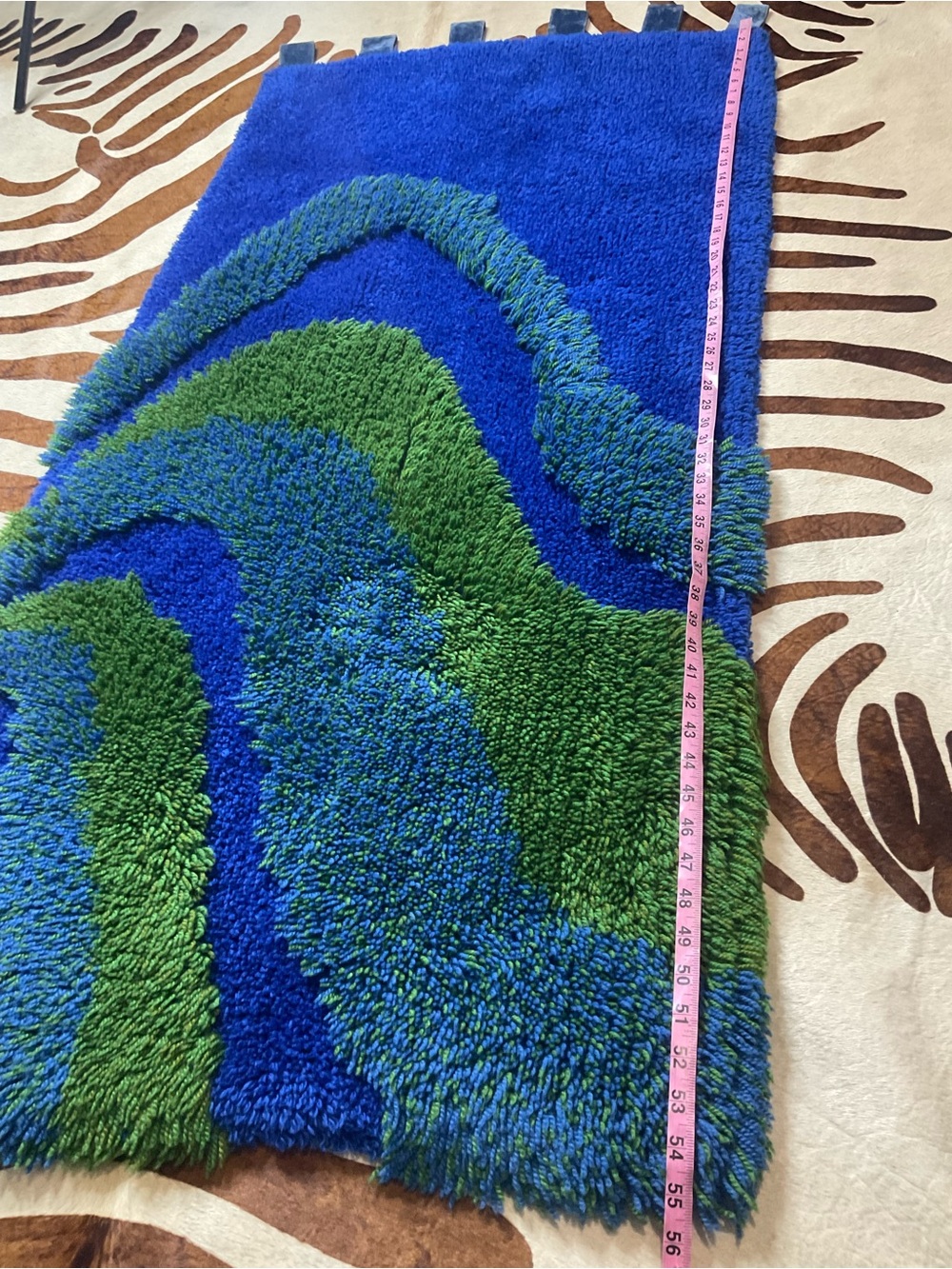 VTG Swedish 60’s Rya Shag Pop Art Wall Hanging Rug Psychedelic Wool Scandinavian - Picture 7 of 13